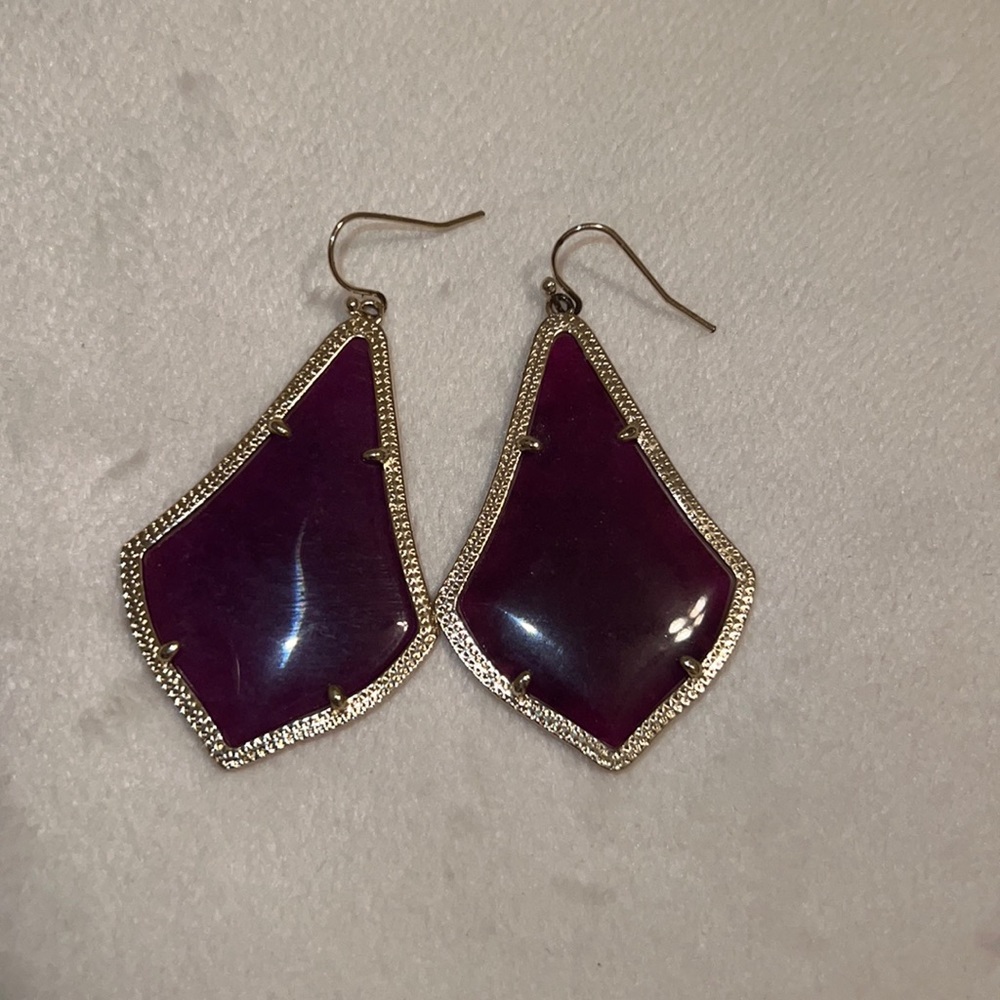 Kendra Scott Alexandra Gold Purple Jade Earrings